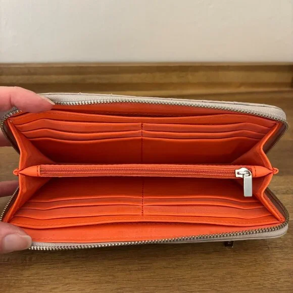 Fossil Marlow Gray Orange Purple White Patchwork Zip Around Clutch Wallet - Picture 7 of 8